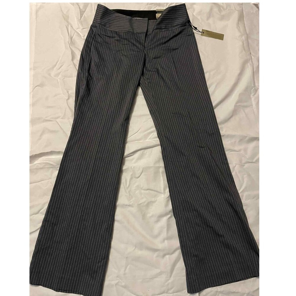 Express Editor Wide Waistband pants, Navy with gray stripes Size 4, NWT!